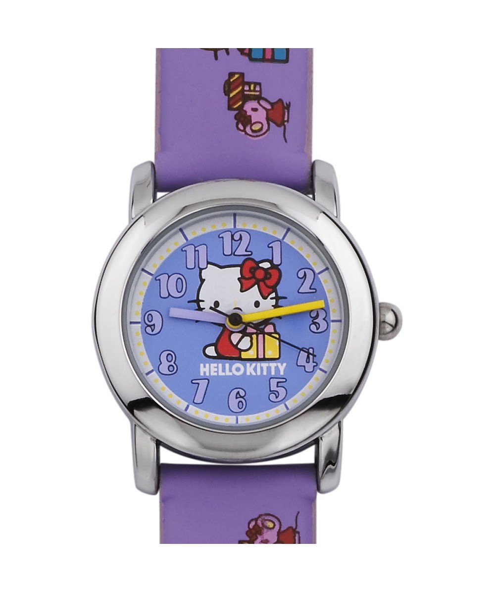 Reloj de HELLO KITTY estilo infantil con pulsera de PVC morado con motivos de Hello Kitty. - Regalanda
