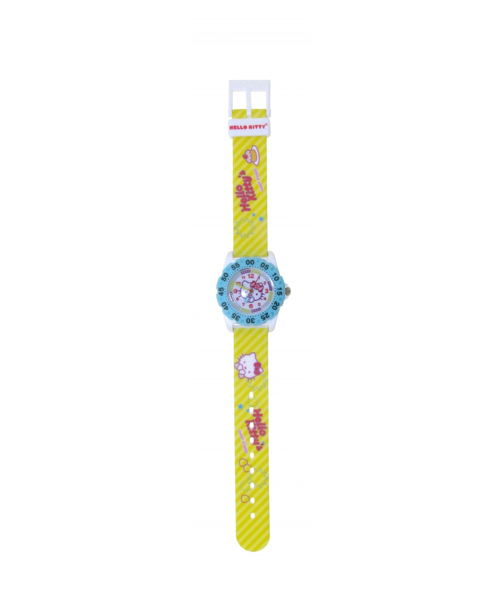 Reloj de HELLO KITTY estilo infantil con pulsera de PVC color amarillo con motivos de Hello Kitty. - Regalanda