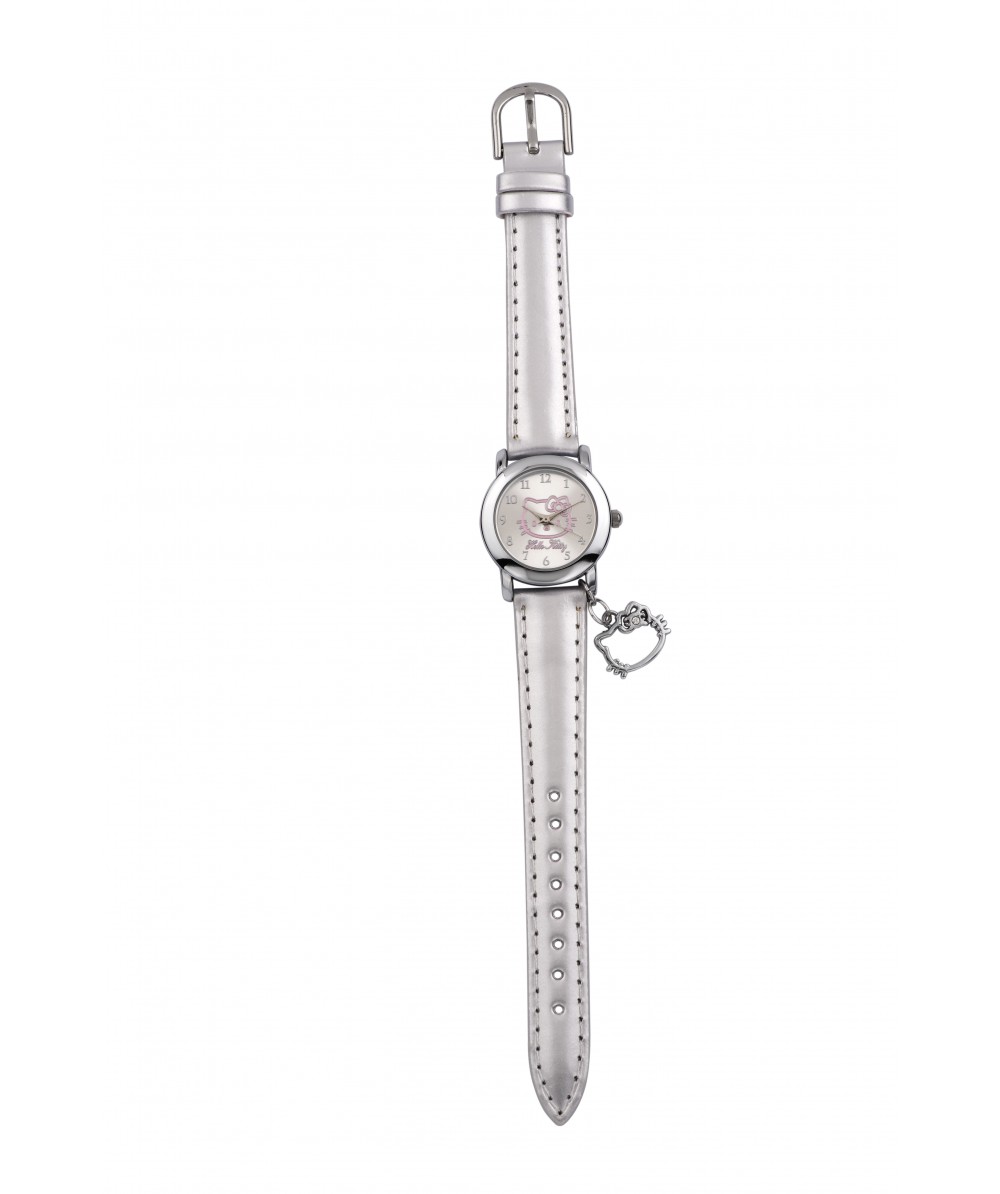 Reloj de HELLO KITTY estilo juvenil con pulsera de polipiel en plata. Esfera en plata, esmaltado en - Regalanda
