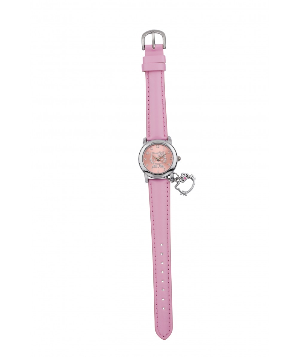Reloj de HELLO KITTY estilo juvenil con pulsera polipiel rosa. Esfera en rosa, esmaltado en plata y - Regalanda