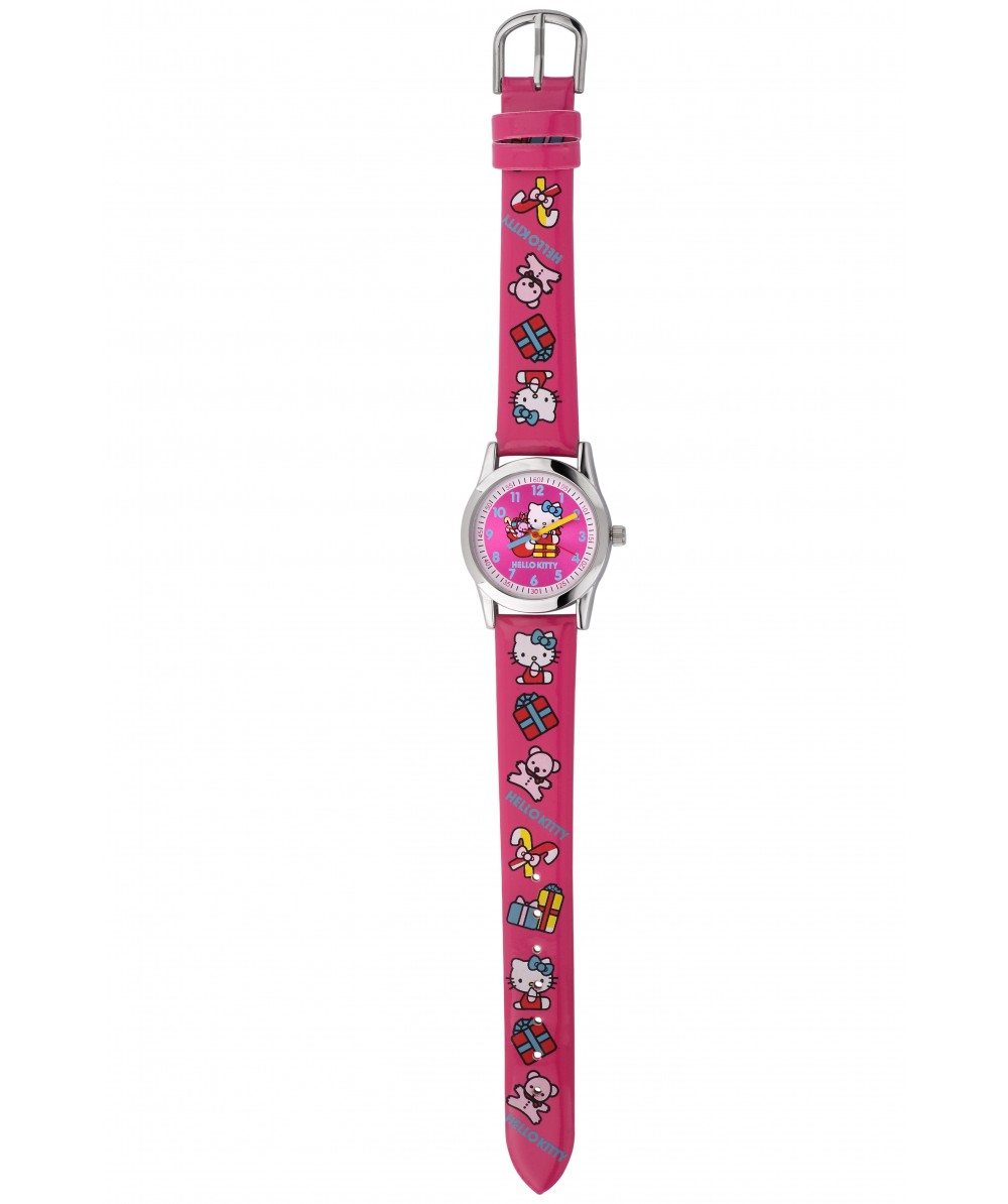 Reloj de HELLO KITTY estilo infantil con pulsera de PVC fucsia con motivos de Hello Kitty. - Regalanda