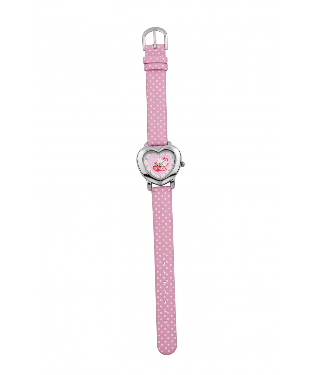 Reloj de HELLO KITTY de estilo infantil con pulsera de polipiel con puntitos blancos. - Regalanda