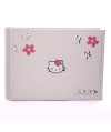 Álbum de fotos Hello Kitty de lino blanco decorado con flores y muñeca Hello Kitty en plata. - Regalanda