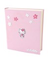 Álbum de fotos Hello Kitty de polipiel rosa decorado con flores y muñeca Hello Kitty en plata. - Regalanda