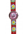Reloj de HELLO KITTY estilo infantil con pulsera de caucho roja con flores. - Regalanda
