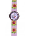 Reloj de HELLO KITTY estilo infantil con pulsera de caucho rosa con flores. - Regalanda