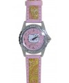 Reloj de HELLO KITTY estilo juvenil con pulsera de polipiel rosa combinada con bordados en dorado. - Regalanda