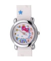 Reloj de HELLO KITTY de estilo infantil con pulsera de PVC color blanco con estrellas de colores. - Regalanda