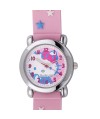 Reloj de HELLO KITTY de estilo infantil con pulsera de PVC color rosa con estrellas de colores. - Regalanda