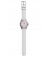 Reloj de HELLO KITTY de estilo juvenil con pulsera de polipiel blanca. Esfera en plata. - Regalanda